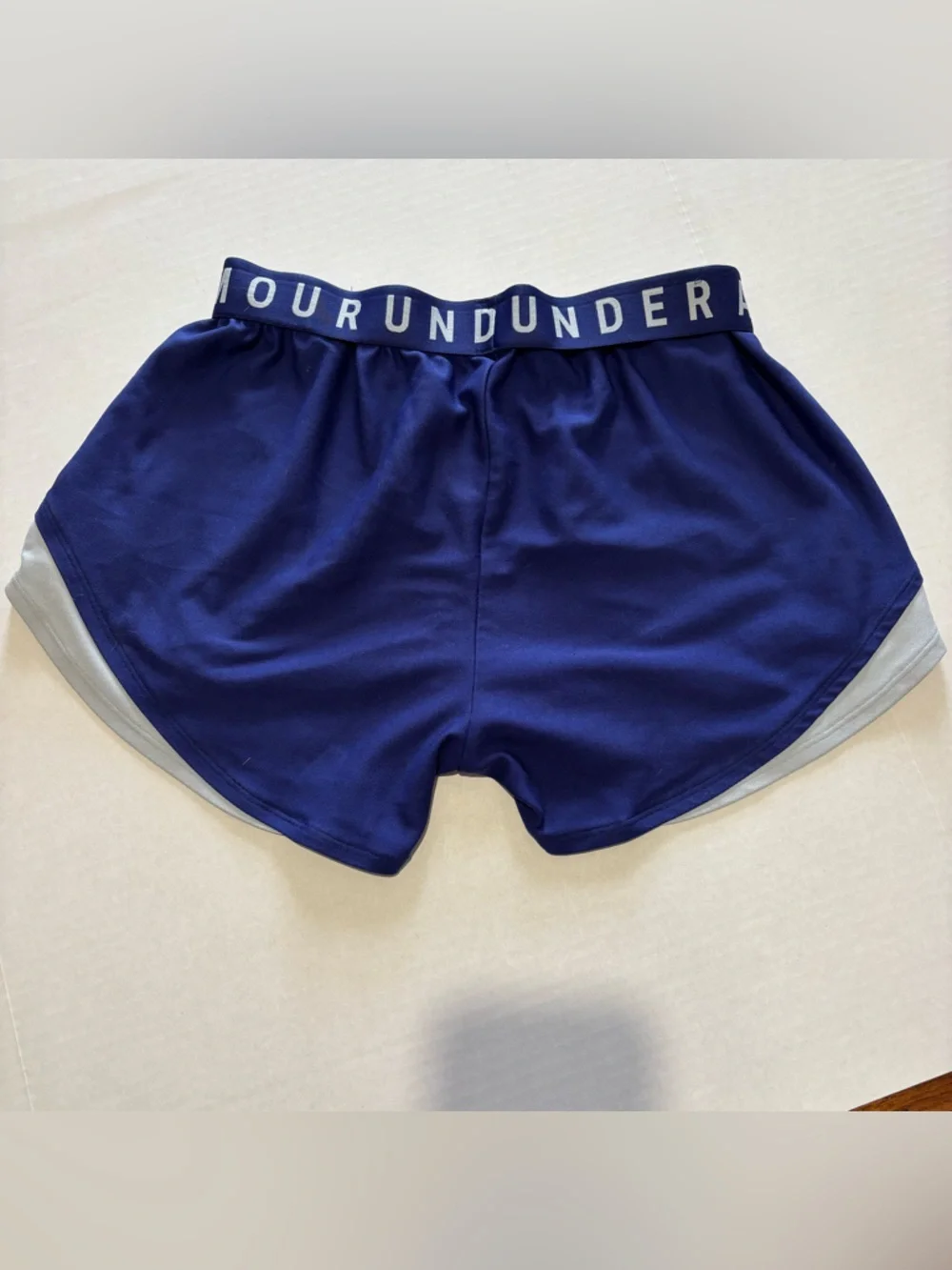 Under Armour Play Up 3.0 Shorts Women’s Medium Blue White Athletic - Picture 3 of 6